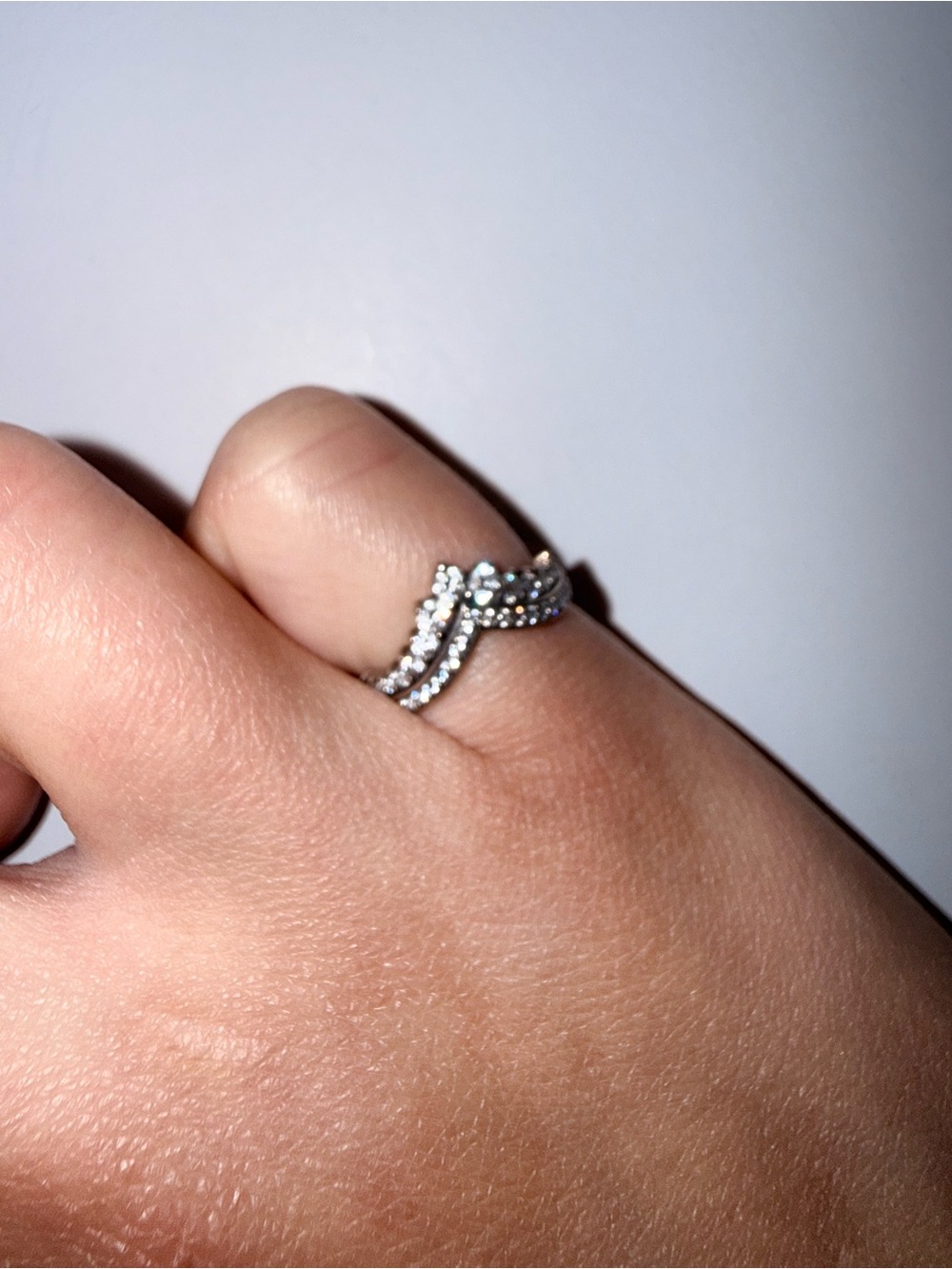 Pandora Silver CZ Double Chevron Ring